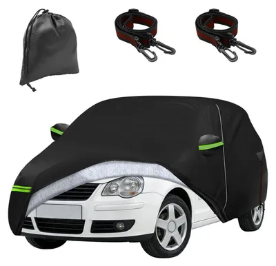 Zdjęcie produktu dla Wodoodporne pokrowce samochodowe do VW Polo 3-drzwiowe, modele MK4 i MK5, lata produkcji 2001-2016, 6-warstwowe, do użytku zewnętrznego, z ochroną przed promieniowaniem UV, z zamkiem błyskawicznym