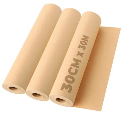 Productafbeelding van Solidchoice - Kraftpapier Set van 3 Rollen 30 cm x 30 m - Bruin Gerecycled Papier