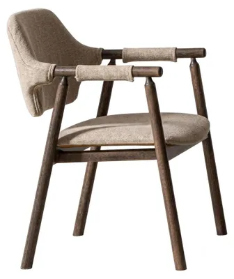 Productafbeelding van Luxe fauteuil met stoffen bekleding en een stevig houten frame, ideaal voor de eetkamer