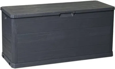 Immagine prodotto di Contenitore da giardino, dimensioni 117 x 45 x 56 cm, capacità 280 litri, in plastica, colore antracite, per lo stoccaggio