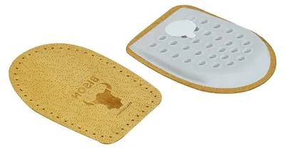 Produktbild von Fersenkissen aus Leder - Einlagen gegen Fersensporn - Fersenerhöhung für Damen und Herren - Beige Fersenpolster (Größe 42-46)