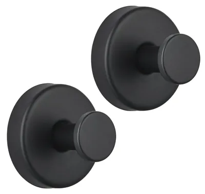 Produktbild von Saugnapfhaken für Dusche/Badewanne, robust, abnehmbar, für Handtücher, Bademäntel, Luffaschwämme – kein Bohren erforderlich, Edelstahlhaken für Glas, Spiegel, Fliesen, Küche (2 Stück), schwarz