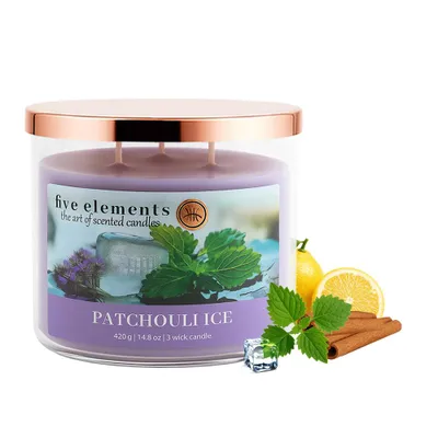 Produktbild von Duftkerze Five Elements Patchouli Ice, 420 g, 3 Dochte