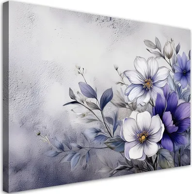 Produktbild von Leinwandbild Blumen Natur Lila 60x40 Feeby Violett bild für die wand bereit zum aufhängen