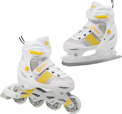 Produktbild von MADIVO Duo Set 2in1 Inliner/Schlittschuhe VERSTELLBAR | für Kinder und Jugendliche | Damen Herren Inline-Skates umbaubar zu Eislaufschuhe | WEIß Gr. 38-41