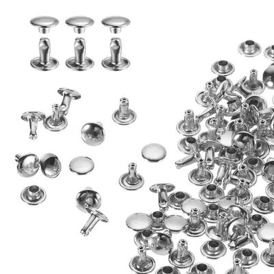 Image de Trivets en cuir avec rivets à tête ronde - 8 x 8 mm - 100 ensembles - Argent