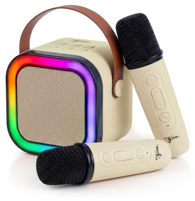 Zdjęcie produktu dla Zestaw Do Karaoke Dla Dzieci Przenośny Głośnik 2 Mikrofony Efekty Świetlne