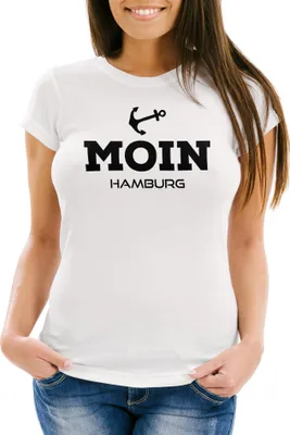 Produktbild von Damen T-Shirt Moin Hamburg Slim Fit Neverless® weiß M