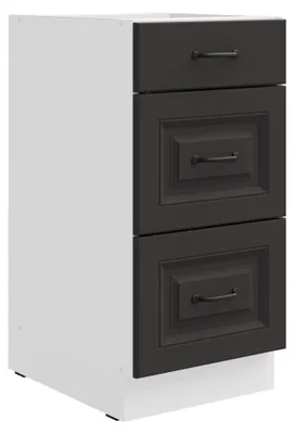 Produktbild von Küchen Unterschrank 40 cm Stilo Grau + Weiss Vollauszug Soft-Close Küche Einbauküche Landhaus