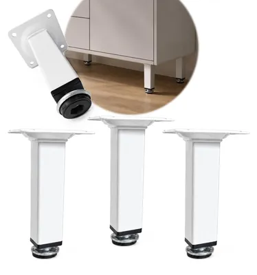 Produktbild von HOOZ® Möbelfüße Weiß 120 mm 4er Set [HÖHENVERSTELLBAR] Möbelbeine 25 × 25 mm – Schrankfüße für Kommode TV-Board & Regal – 35 kg pro Fuß