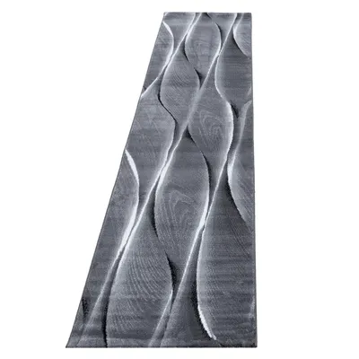 Image de Parma Saty tapis poils ras coureur 80x300cm noir