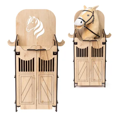 Produktbild von Hoofly Hobby Horse Stall - Praktisches Hobby Horse Zubehör mit Türen, Stauraum & Haken / Idealer Pferdestall Hobby Horsing Ständer 1 Pferd / Robuster