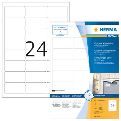 Image de HERMA Etik. A4 Outdoor Klebefolie weiß 63,5x33,9mm 960 St.