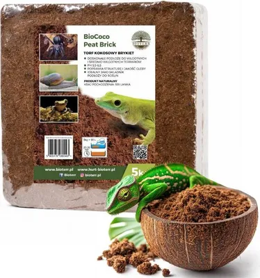 Immagine prodotto di Substrato in mattoni di torba BioCoco, fibra di cocco, bricchette di torba di cocco 5kg 65l per terrario