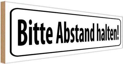 Produktbild von vianmo Holzschild 10x27 cm bitte Abstand halten Warnschild Hinweisschild