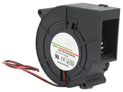 Produktbild von Turbogebläse, Kühlventilator, Abluft, zentrifugal, 4800 U/min, 42,8 CFM, 62,4 mmh2o DC 12 V, 2,4 A für Router, Drucker, Computer