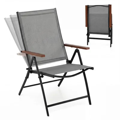 Produktbild von KOMFOTTEU 2er Set Gartenstühle klappbar, hochlehner Klappstuhl mit 5-Fach verstellbar & Armlehnen, Balkonstuhl aus atmungsaktivem Teslin-Gewebe für Garten Balkon Terrasse,blastbar bis 150 kg, Keine Montage erforderlich