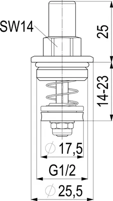 A technical drawing of a plumbing component with dimensions and labels.