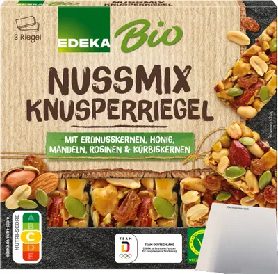 Produktbild von Edeka Knusperriegel Nussmix (3x25g Riegel) + usy Block