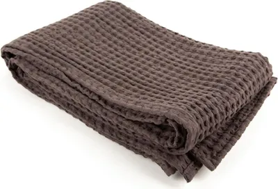Produktbild von Decke Plaid mit Waffelstruktur aus Baumwolle anthrazit 160x130cm