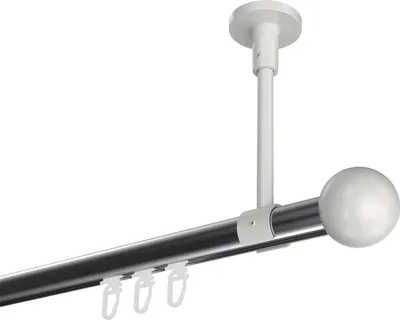 Produktbild von Interdeco Innenlaufstange / Gardinenstange mit Innenlauf Chrom / Weiß, Typ Sonette Luino (Kugel) Deckenmontage, 20 mm Ø 1-läufig, 200 cm