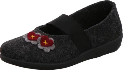 Produktbild von Rohde Damen Hausschuh Filz Ballerina Blütenapplikation Ballerup 2228, Größe:38 EU, Farbe:Grau