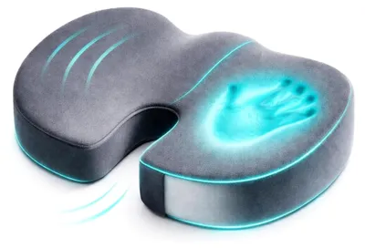 Produktbild von Orthopädisches Sitzkissen aus Memory Foam, Ergonomisches Steißbein-Kissen, Druckentlastung bei Rückenschmerzen, Abnehmbarer und Waschbarer Bezug