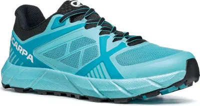 Scarpa Spin 2.0 Alpine Running Schuh in Türkis mit schwarzer Sohle; geeignet für Trailrunning.