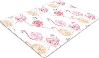 Produktbild von Stuhlunterlage Bürostuhlunterlage 120 cm x 90 cm Bodenmatte Bürostuhlunterlage - Flamingos und Blumen