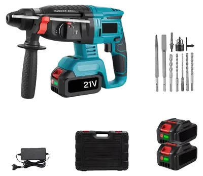 Obrázek produktu pro Elektrická příklepová vrtačka, funkce 3 v 1, bezkartáčový motor, 2 akumulátory, EU