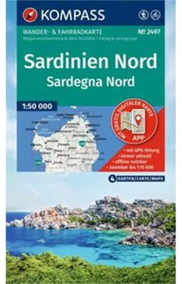 Immagine prodotto di Set di carte escursionistiche KOMPASS 2497 Sardegna Nord / Sardegna Nord (4 carte) 1:50.000