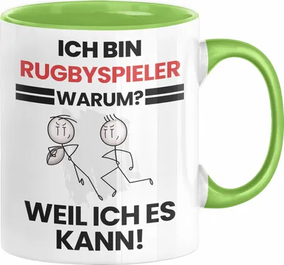 Produktbild von Rugbyspieler Geschenk Tasse Lustiger Spruch Ich Bin Rugbyspieler Warum Weil Ich Es Kann Geschenkidee Bester Rugbyspieler Geburtstag Kaffee-Becher (Grün)