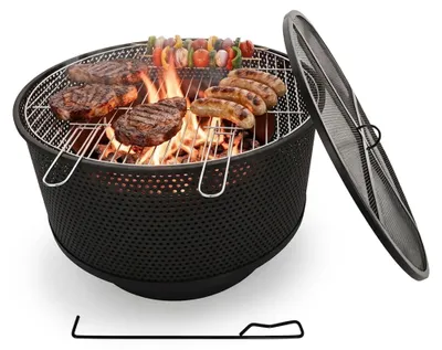 Obrázek produktu pro Ohniště s grilem, stůl 3 v 1, ocel