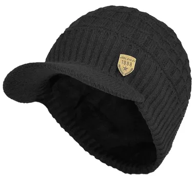 Productafbeelding van Wintermuts muts beanie - Gebreid - Fleecevoering - Met klep - Voor heren - Voor de winter
