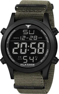 KHS PLABSD.NSGO Armbanduhr Platoon Digital Olivgrün/Schwarz 1