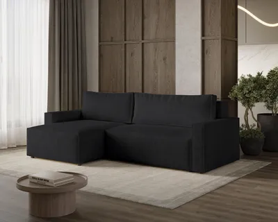 Image de Canapé d'angle LIVIO L avec fonction couchage, canapé avec rangement, canapé de salon, canapé, canapé-lit, ensemble de salon - POSO 135
