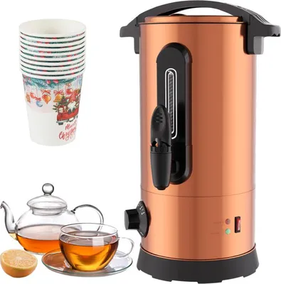 Produktbild von Jayseuw Glühweinkessel 8L Edelstahl Inkl. 10x Becher Glühweinkocher mit Thermostat Glühweinautomat Heißgetränkeautomat Wasserkocher Heißwasserspender Einkochautomat Füllstandanzeige