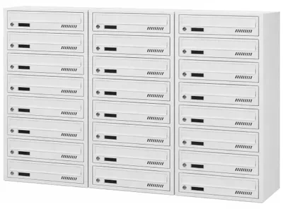 Immagine prodotto di Cassetta postale per condominio GLM grigio RAL 7035, 24 scomparti, profondità 25 cm, modello da parete