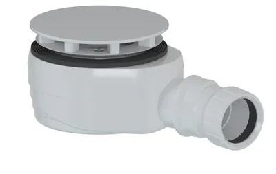 Imagen del producto de Sifón para plato de ducha Polysan, diámetro de 90 mm, DN40, bajo, color blanco, con tapa
