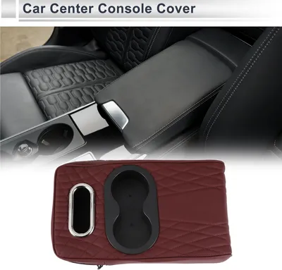Produktbild von Car Center Console Cover Center Console Cushion Multifunktional 34x19x7cm Schwarz Dunkelrot Nappa Leder Schwamm