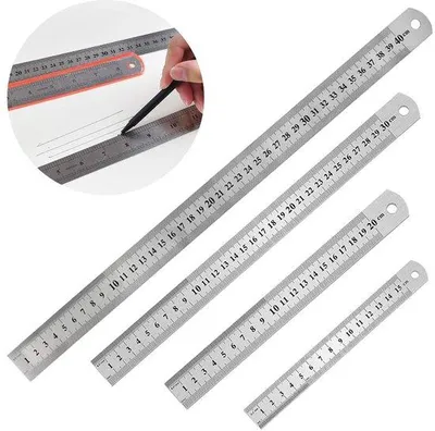 Produktbild von Metallischer Doppelzahnlinial, 4 Stück, Metall, (A) Werkzeugset