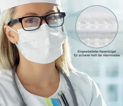 Produktbild von 100 Stk. Mundschutz Einweg Gesichtsmaske 3-lagig