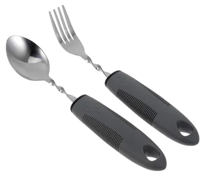 Produktbild von 2-teiliges Edelstahlbesteckset für Senioren mit ergonomischem Griff