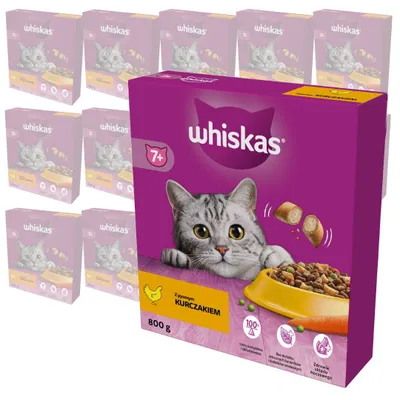 Zdjęcie produktu dla Whiskas Senior 15x800g Sucha Karma Pełnoporcjowa Dla Starszych Kotów Z Kurczakiem
