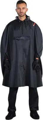 Immagine prodotto di Poncho antipioggia CHIBA - impermeabile, antivento, XS/S, nero, riflettente