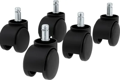 Produktbild von Set mit 5 universellen Bürostuhlrollen – 50 mm – mit Click-On-System – für alle Böden – bis 250 kg belastbar