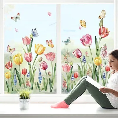 Immagine prodotto di Fiori, tulipani, farfalle: adesivi decorativi per vetri