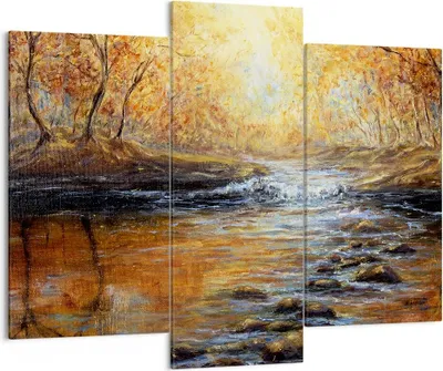 Produktbild von Bild auf Leinwand - Leinwandbild - Bach Park Baum - 130x100cm - Wand Bild - Wanddeko - Wandbilder - Leinwanddruck - Bilder - Kunstdruck - Wanddekoration - Leinwand bilder - Wandkunst - CB130x100-3973