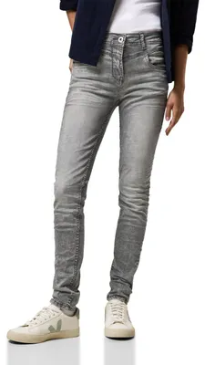 Productafbeelding van Cecil Damen jeans, model B378099, slim fit, lichtgrijze stone wash, maat 32W x 30L