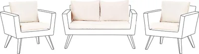 Produktbild von BELIANI Ersatzbezüge Cremeweiß aus Stoff 7-teilig mit Reißverschlüssen Modern Outdoor Rücken- und Sitzkissenbezüge für Gartenmöbel Loungemöbel